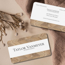 Modern Wood Chevron Pattern Business Cards