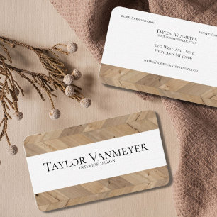 Modern Wood Chevron Pattern Business Cards