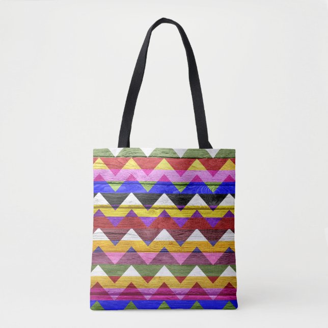 Modern Wood Colourful Chevron Pattern #10 Tote Bag (Front)