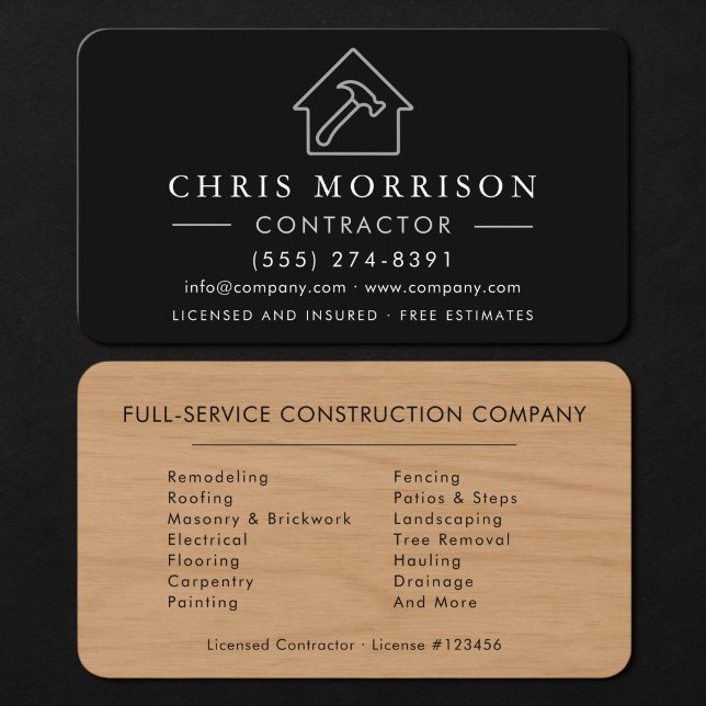 Modern Wood Construction Contractor Business Card (Creator Uploaded)