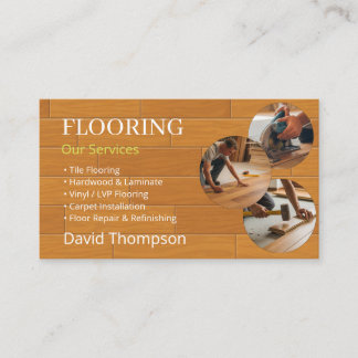 Modern Wood Flooring Tile Service Business Card