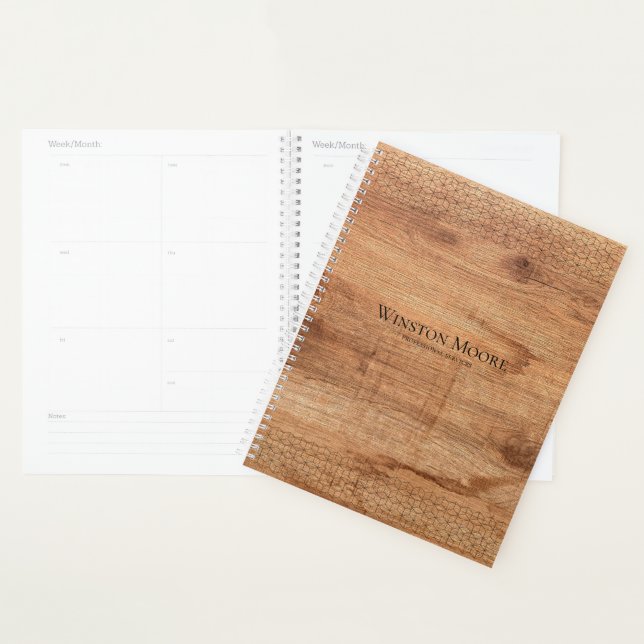 Modern Wood Geometric Pattern Yearly Planner (Display)