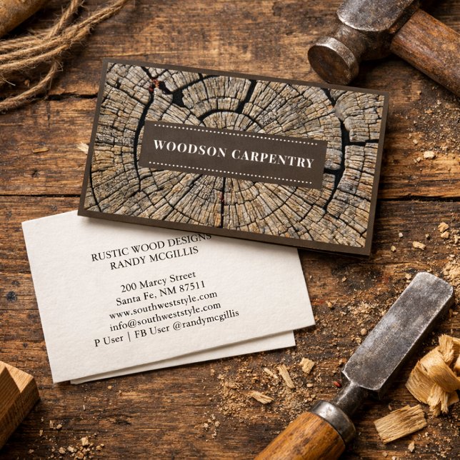 Modern Wood Grain Carpenter Woodworker Business Card (Creator Uploaded)