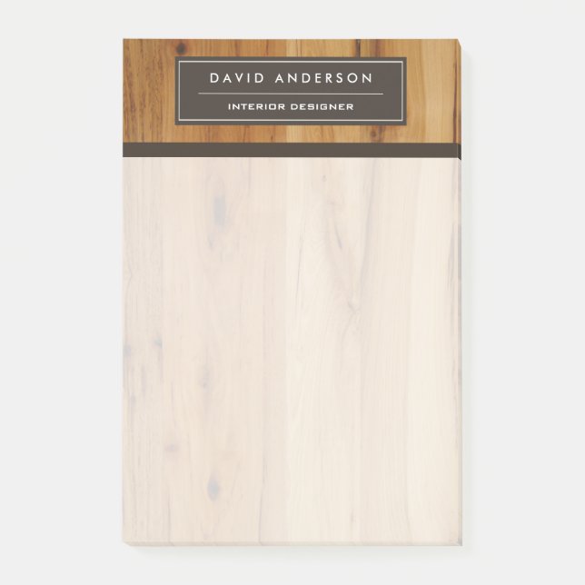 Modern Wood Grain Professional & Classy Look Post-it Notes (Front)