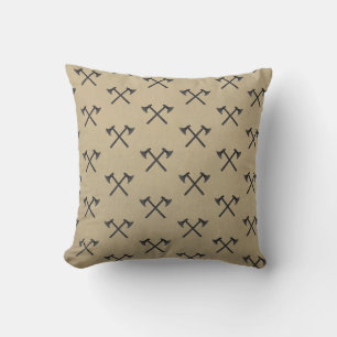 Modern woodcutters crossed axes cushion