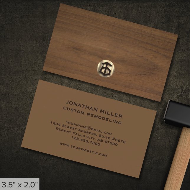Modern Wooden Carpenter Construction Business Card (Creator Uploaded)