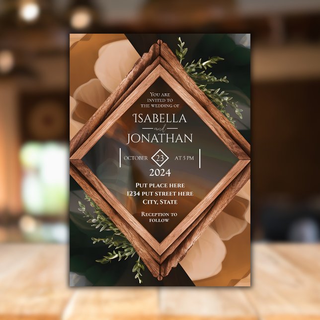 Modern Wooden Frame Rustic Wedding Invitation (Creator Uploaded)