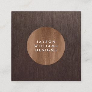 Modern Woodgrain Circle Designer Square Square Business Card