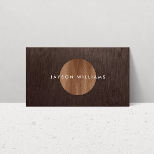 Modern Woodgrain Circle Interior Designer Business Card
