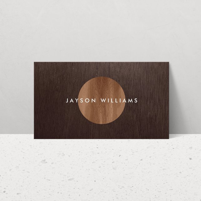 Modern Woodgrain Circle Interior Designer Business Card (Creator Uploaded)