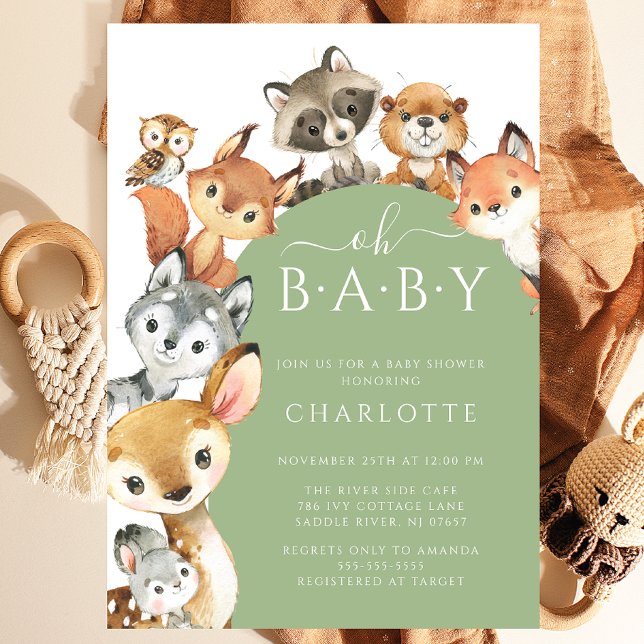 Modern Woodland Animals Baby Shower Invitation (Creator Uploaded)