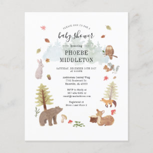 Modern Woodland Animals Boy Baby Shower Invitation
