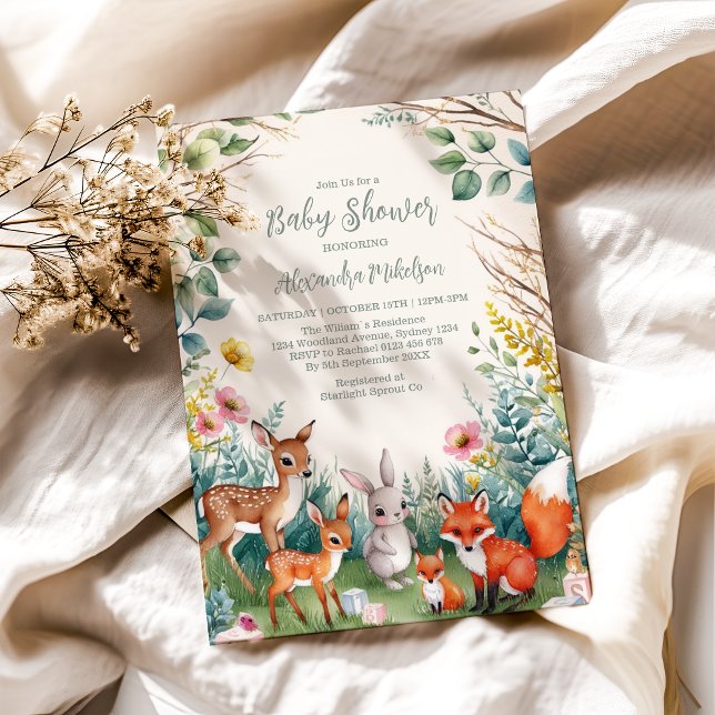 Modern Woodland Animals Forest  Baby Shower Invitation (Creator Uploaded)