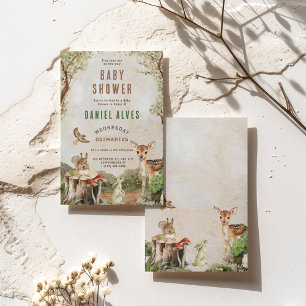 Modern Woodland Animals Forest Boy Baby Shower Invitation