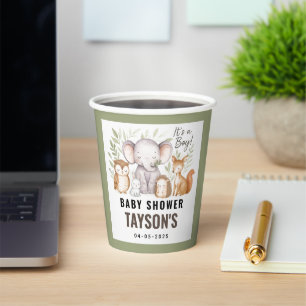 Modern Woodland Animals Forest Boy Baby Shower Paper Cups