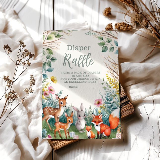 Modern Woodland Animals Forest  Diapper Raffle Enclosure Card (Creator Uploaded)