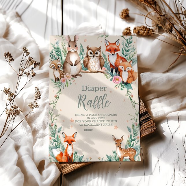 Modern Woodland Animals Forest  Diapper Raffle Enclosure Card (Creator Uploaded)