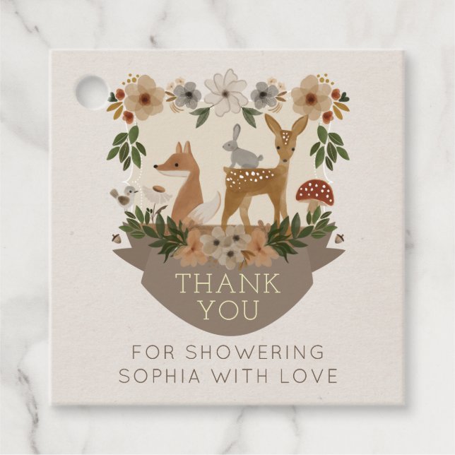 Modern Woodland Baby Shower Favour Tag (Front)