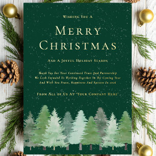 Modern Woodland Christmas Business Green Gold