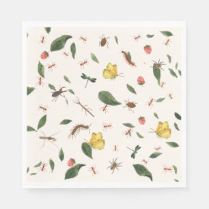 Modern Woodland Floral Greenery Berries Insects Napkin
