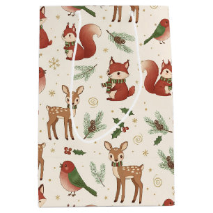 Modern Woodland Forest Animal Christmas Gift Bag