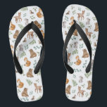 Modern Woodland Forest Animals Deer Bear Fox Bunny Jandals<br><div class="desc">This adorable design belongs to our FOREST FABLE collection. It features our original watercolor illustration depicting whimsical woodland animals and elegant watercolor greenery leaves.</div>