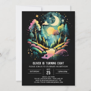 Modern Woodland Forest Children Birthday Invitation