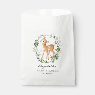 Modern Woodland Forest Deer Greenery Gold Baby Favour Bags