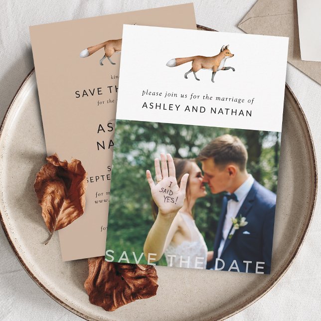 Modern Woodland Fox Photo Wedding Save The Date (Modern Woodland Fox Photo Wedding Save The Date)