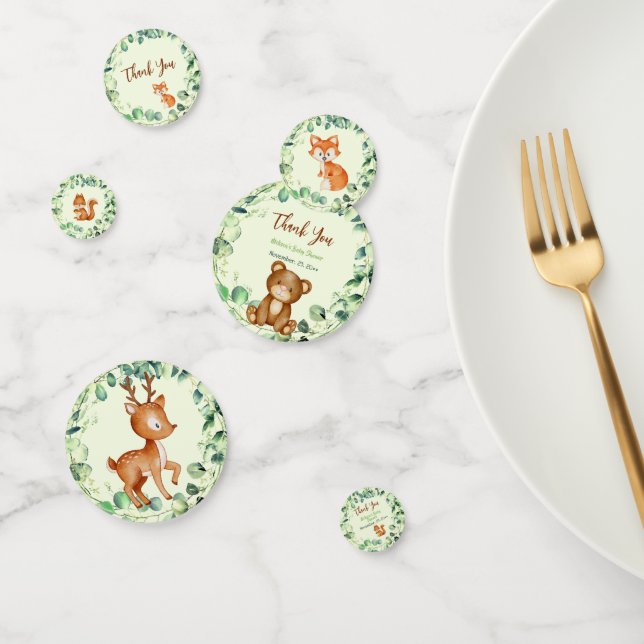 Modern Woodland Greenery Forest Friends Deer Bear Confetti (Group)