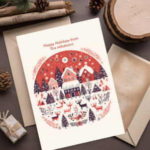 Modern Woodland Scandinavian Christmas  Holiday Card