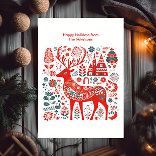 Modern Woodland Scandinavian Christmas  Holiday Card