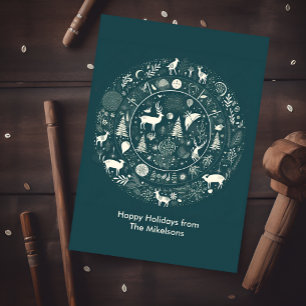 Modern Woodland Scandinavian Christmas  Holiday Card