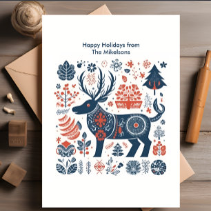 Modern Woodland Scandinavian Christmas  Holiday Card