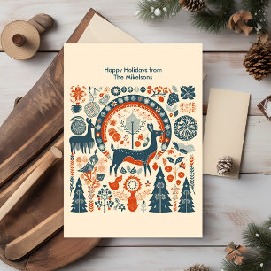 Modern Woodland Scandinavian Christmas  Holiday Card