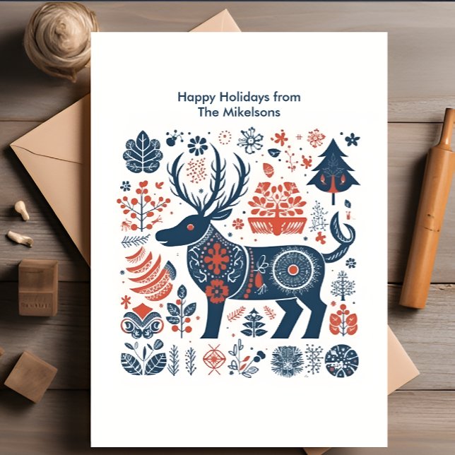 Modern Woodland Scandinavian Christmas  Holiday Card (Creator Uploaded)