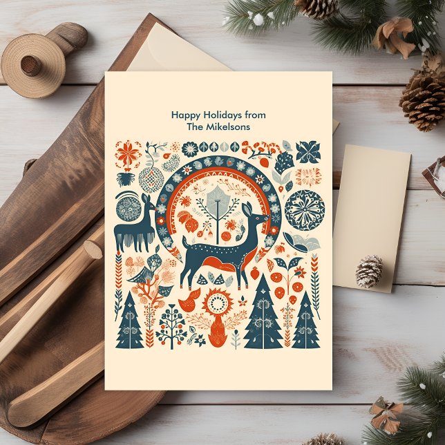 Modern Woodland Scandinavian Christmas  Holiday Card (Creator Uploaded)