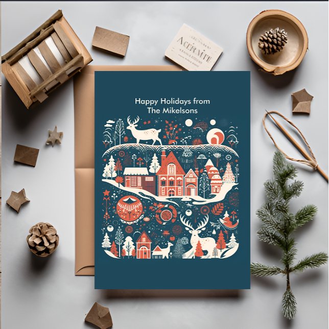 Modern Woodland Scandinavian Christmas  Holiday Card (Creator Uploaded)