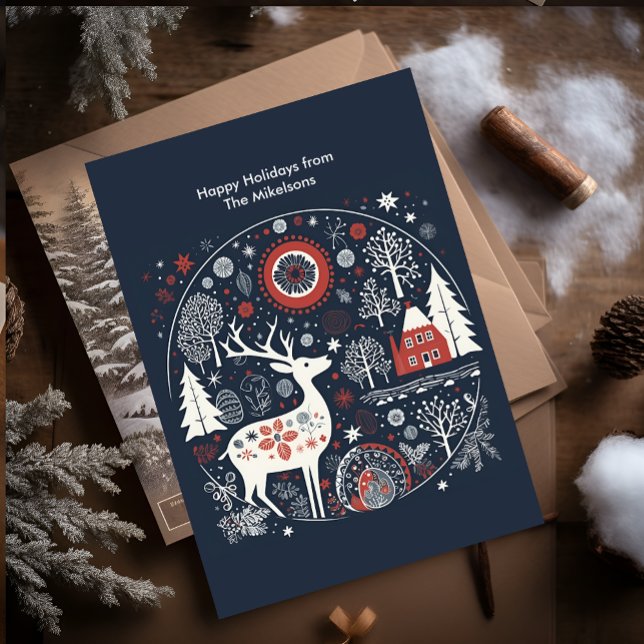 Modern Woodland Scandinavian Christmas  Holiday Card (Creator Uploaded)