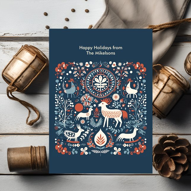 Modern Woodland Scandinavian Christmas  Holiday Card (Creator Uploaded)