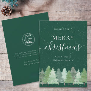 Modern Woodland Snow Business Logo Christmas Holiday Card