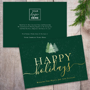 Modern Woodland Snow Your Logo Green & Gold