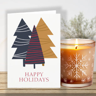 Modern Woodland Tree Themed Christmas Personalised Holiday Card