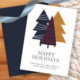 Modern Woodland Tree Themed Christmas Personalised Holiday Card