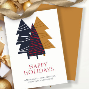 Modern Woodland Tree Themed Christmas Personalised Holiday Card