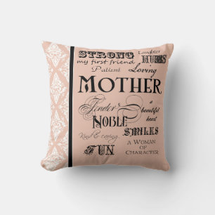 Modern Word Cloud Mother Text Sayings - Blush Cushion