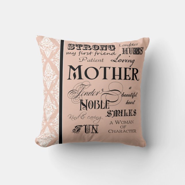 Modern Word Cloud Mother Text Sayings - Blush Cushion (Front)
