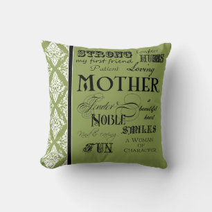 Modern Word Cloud Mother Text Sayings - Grey Cushion