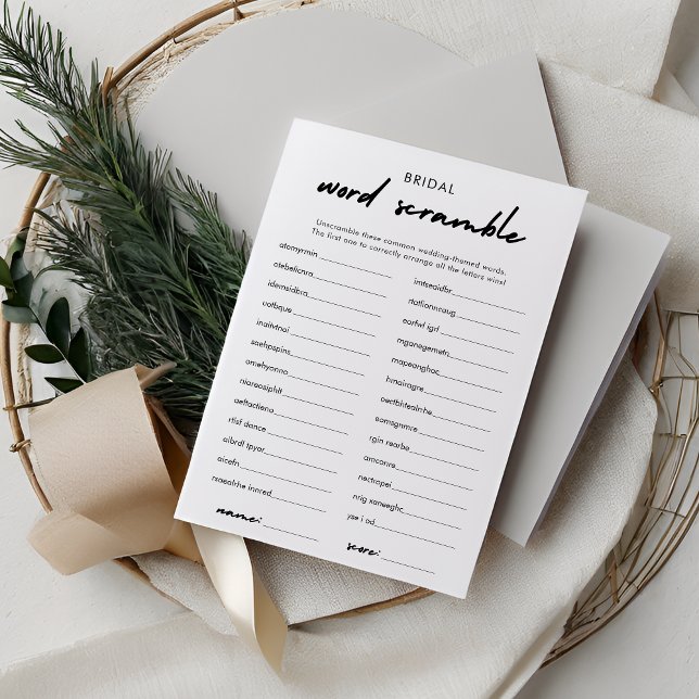 Modern Word Scramble Bridal Shower Game Card (Creator Uploaded)