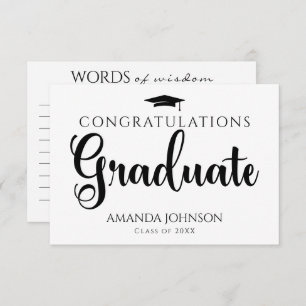 Modern Words of Wisdom Black and White Graduation Enclosure Card